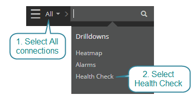 From the dropdown menu select health check